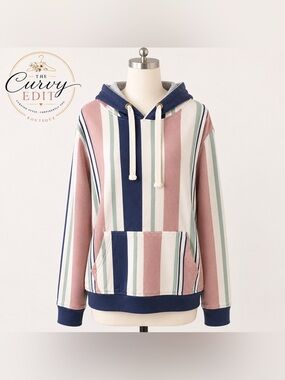 Knickerbocker VintageDesign Striped Hoodie Sweatshirt XL Unisex Oversized Cotton